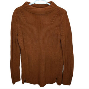 TALBOTS Brown  Scoop Crew Neck Patterned Knit 100% Cotton Sweater Womans Medium